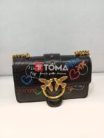 leather messenger bag love icon streer art love