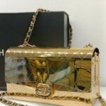 GOLD TONE QUILTED HAMMERED METAL MINI BAG