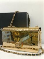 GOLD TONE QUILTED HAMMERED METAL MINI BAG