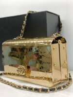 GOLD TONE QUILTED HAMMERED METAL MINI BAG - Image 2