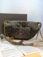 BLACK QUILTED LAMBSKIN LMITATION PEARLS PARIS - Image 3