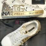 dolce gabbana calfskin portofino with embroidery in whith