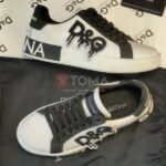 dolce gabbana leather logo detail low top