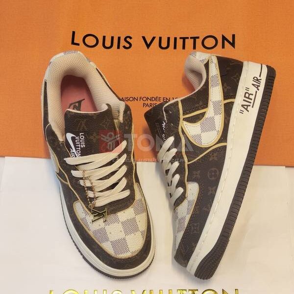 louis vuitton x air force 1 low brown beige