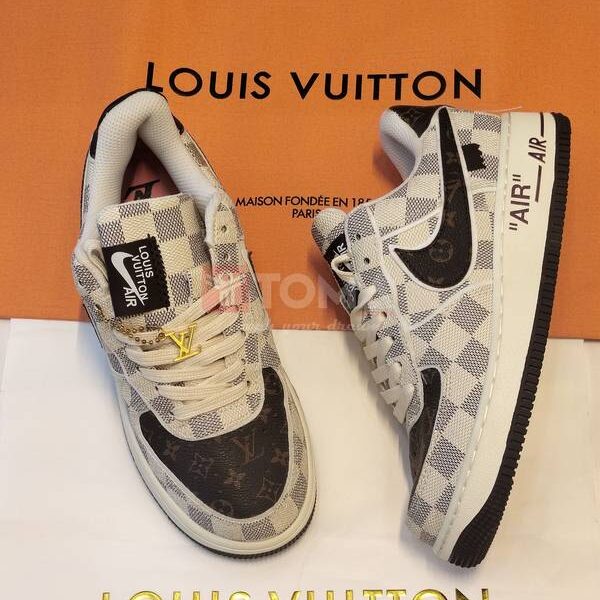 louis vuitton x air force 1 low brown beige