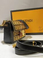 fendi and versace black leather ff embellished mini baguette - Image 3