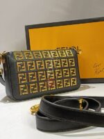 fendi and versace black leather ff embellished mini baguette - Image 2