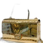 GOLD TONE QUILTED HAMMERED METAL MINI BAG