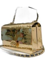 GOLD TONE QUILTED HAMMERED METAL MINI BAG - Image 2