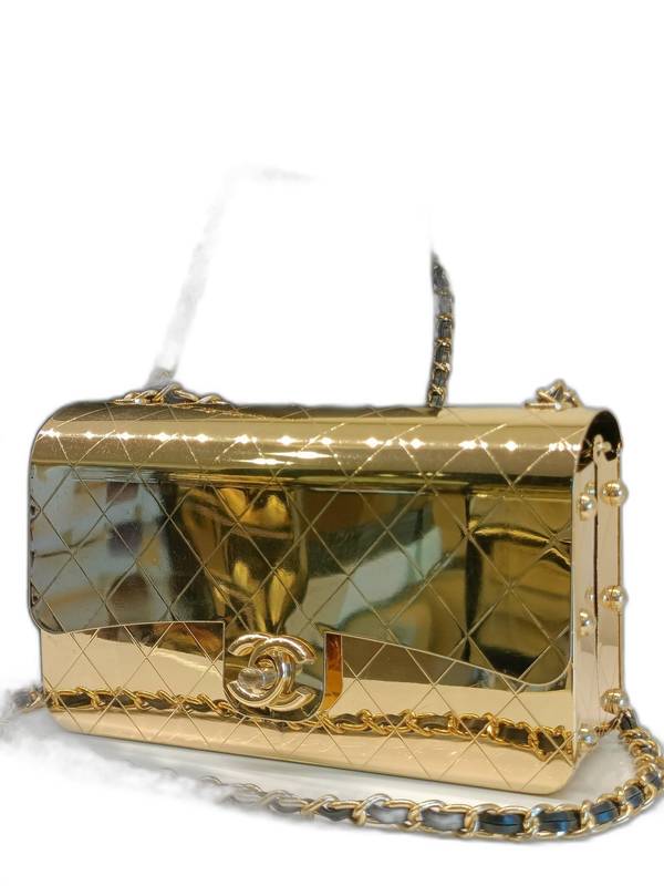 1828 GOLD TONE QUILTED HAMMERED METAL MINI BAG - Image 1