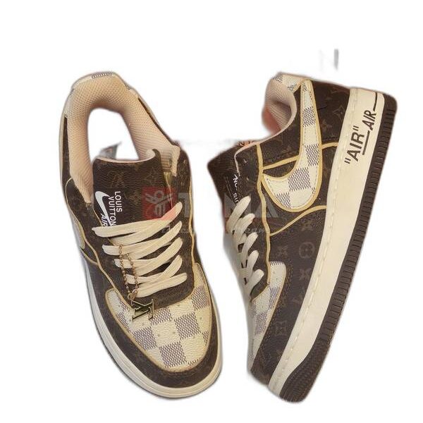 louis vuitton x air force 1 low brown beige