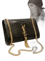 kate  medium tassel in crocodile-embossed leather