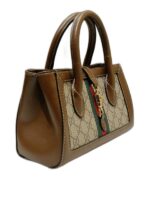 small tote with piston closure in beige gg canvas leather abg - Image 2