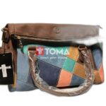 SHOULDER AND CROSS BAG WITH TWP STRAPS LEATHER AND METAL