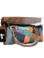 SHOULDER AND CROSS BAG WITH TWP STRAPS LEATHER AND METAL
