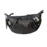 SHOULDER AND CROSS BAG WITH TWP STRAPS LEATHER AND METAL