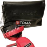 SHOULDER AND CROSS BAG WITH TWP STRAPS FABRIC AND LEATHER