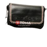 SHOULDER AND CROSS BAG WITH TWO STRAPS LEATHER AND FABRIC