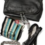 SHOULDER AND CROSS BAG WITH TWO STRAPS LEATHER AND FABRIC