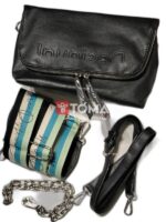 SHOULDER AND CROSS BAG WITH TWO STRAPS LEATHER AND FABRIC