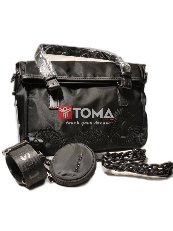 3697 SHOULDER AND CROSS BAG WITH THREE STRAPS LEATHER AND FABRIC AND METAL - Image 1