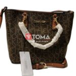 TOTE AND CROSS BAG WITH LEATHER STRAP