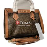 SHOULDER AND CROSS BAG WITH TWO STRAPS LEATHER AND METAL