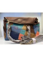 SHOULDER AND CROSS BAG WITH TWP STRAPS LEATHER AND METAL